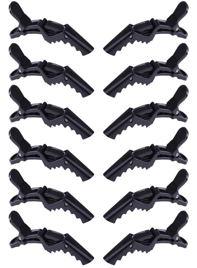 GLAMFIELDS 12 pcs Black Alligator Hair Clips for Women Styling Sectioning Salon, Professional Durable Non-slip Plastic Grip Clip for Hair Cutting Wide Teeth & Double-Hinged Design - Image 1